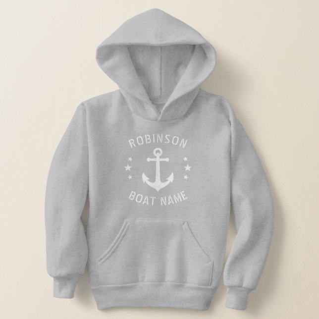Seu nome & Boat Vintage Anchor Stars Cinza & Branc (Postura )