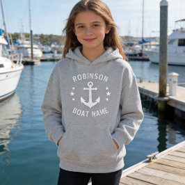 Seu nome & Boat Vintage Anchor Stars Cinza & Branc