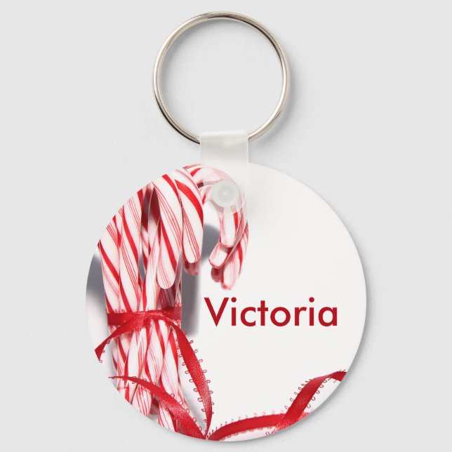 Seu nome Candy Cane Chaveiro (Frente)