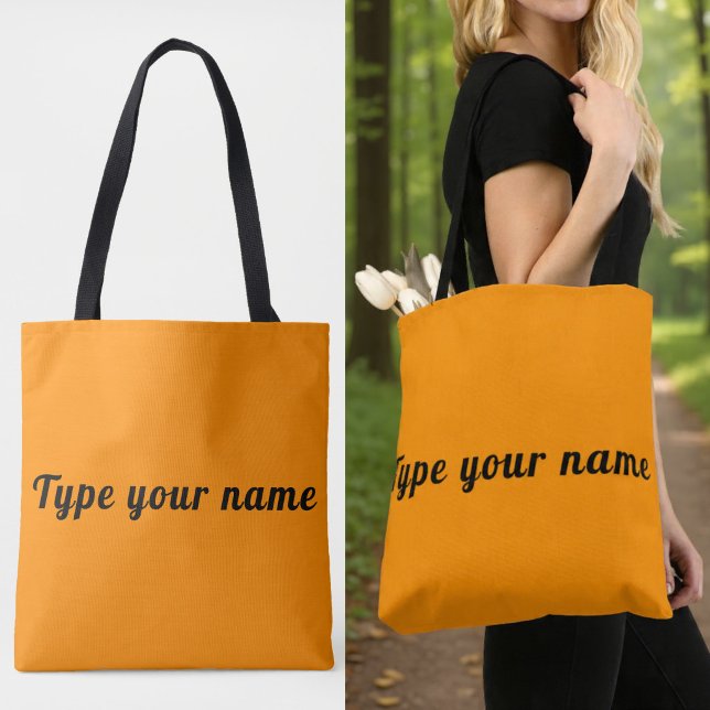 Seu Nome na Bolsa de Tote Laranja (Orange tote bag with your name)