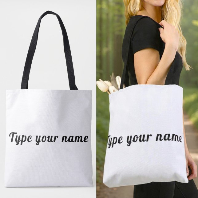 Seu Nome na Bolsa Tote Branca (White tote bag with your name)