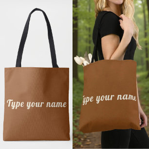 Seu Nome na Bolsa Tote Marrom