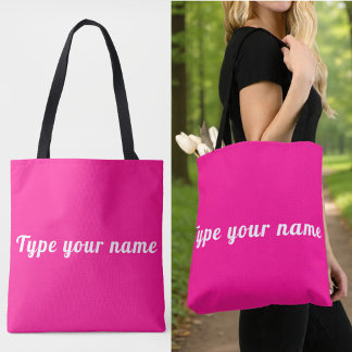 Seu Nome na Bolsa Tote Rosa