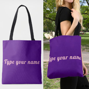 Seu Nome na Bolsa Tote Roxa