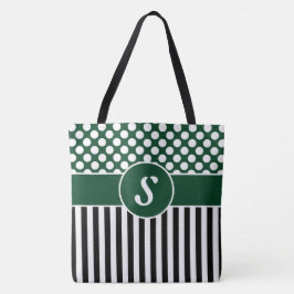 Seu nome White Strike Bolinhas Tote Bag Verde