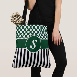 Seu nome White Strike Bolinhas Tote Bag Verde