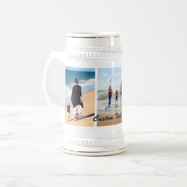 Seu Presente de Caneca de Cerveja com Colagem de F (Frente Esquerda)