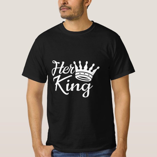 Seu Rei Casais Correspondendo à Camiseta Negra (Frente)