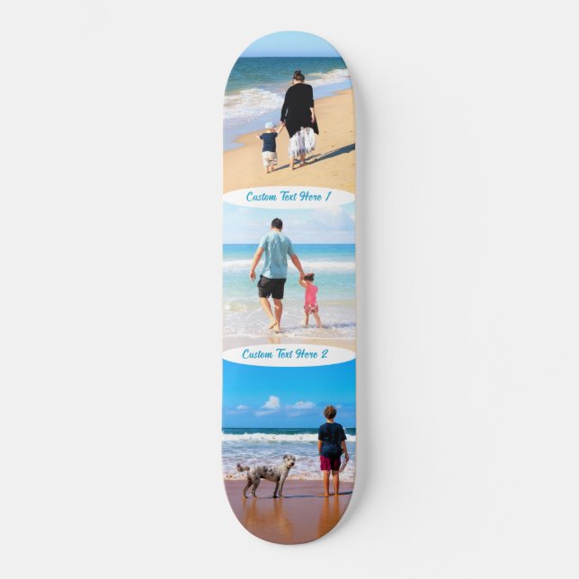 Seu Skate de Colagem de Fotos com Texto Personaliz (Frente)