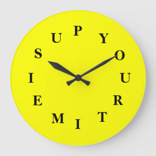 Seu tempo está no relógio grande amarelo redondo d