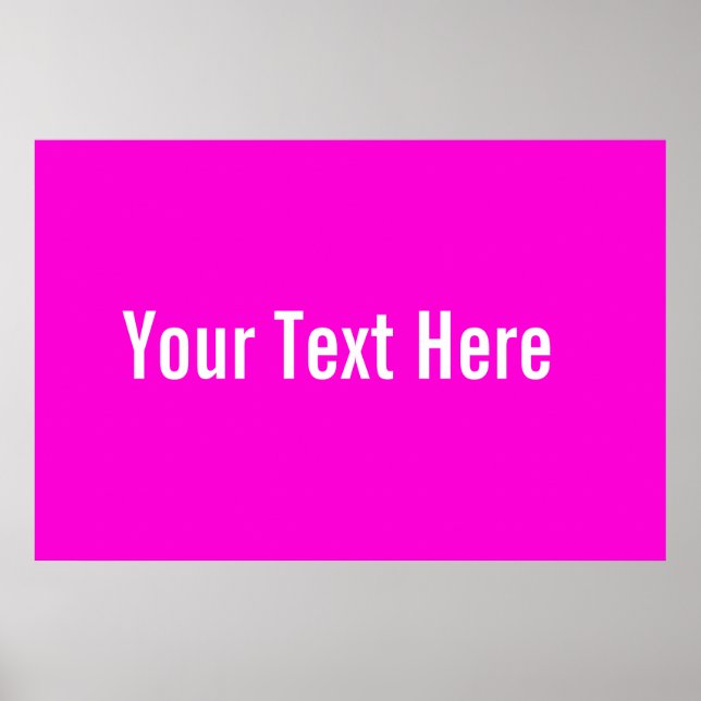 Seu Texto Aqui Poster Horizontal Cor-de-Rosa Perso (Frente)
