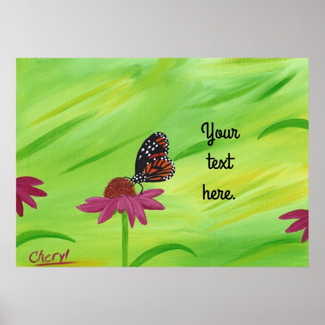 Seu texto ou Sem texto Monarca Posters de borbolet (Frente)