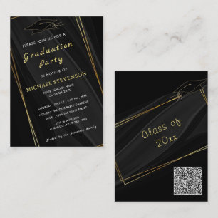 Seus Convites de Formatura Preto Dourado com Códig