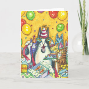 SEUS Gatos Fitz FELIZES CARTÃO DE ANIVERSÁRIO Gr