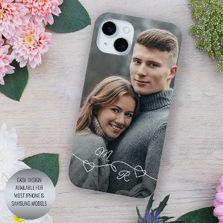 Seus Monogramas E Corações De Amor Interligados