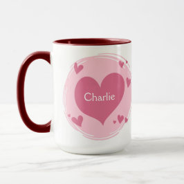 Seus nomes em uma caneca do coração