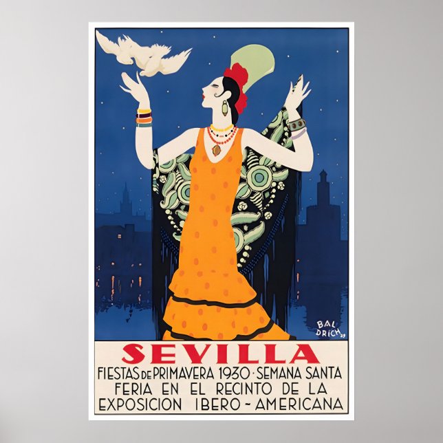 Seville Print Spain Travel Poster Spanish Art (Frente)