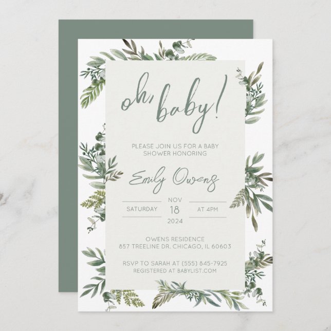 Sexo Convite Neutro ao Chá de fraldas (Frente/Verso)