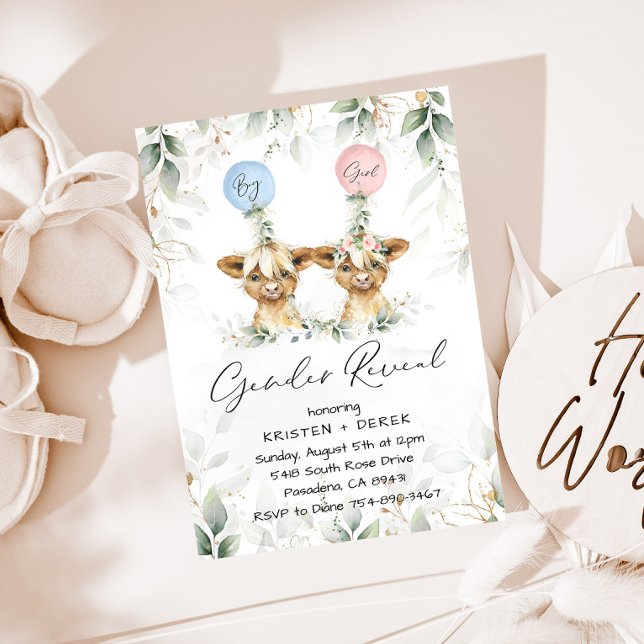 Sexo de Vaca Highland Revela Balões Convite (Criador carregado)