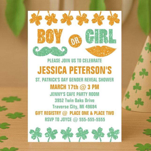 Sexo no Dia de São Patrício revela convites (Saint Patrick's Day Gender Reveal Invitations
)