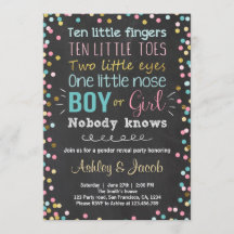 Sexo revela convite Chá de fraldas Menino ou Menin