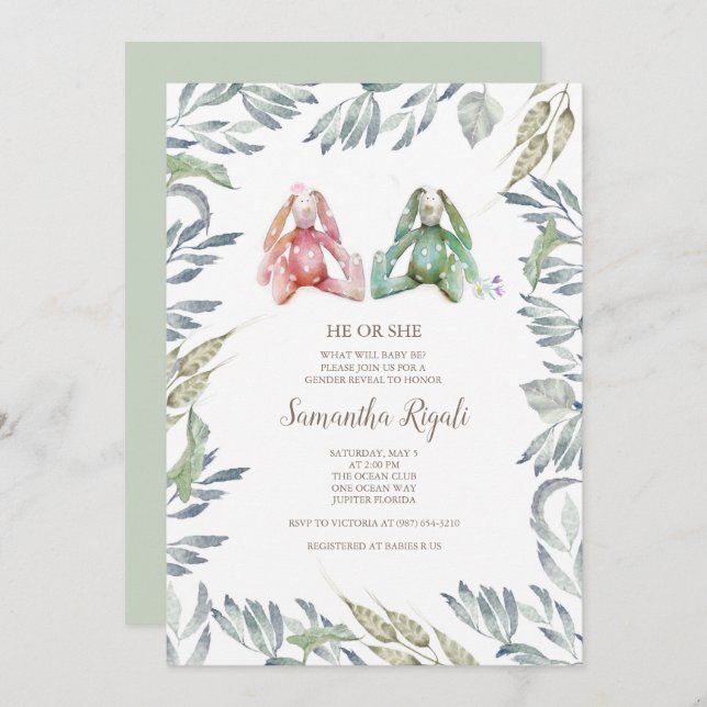 Sexo Revele Convite Coelho (Frente/Verso)