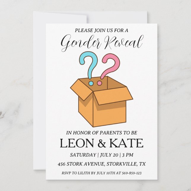 sexo rosa moderno e azul revelam convites (Frente)