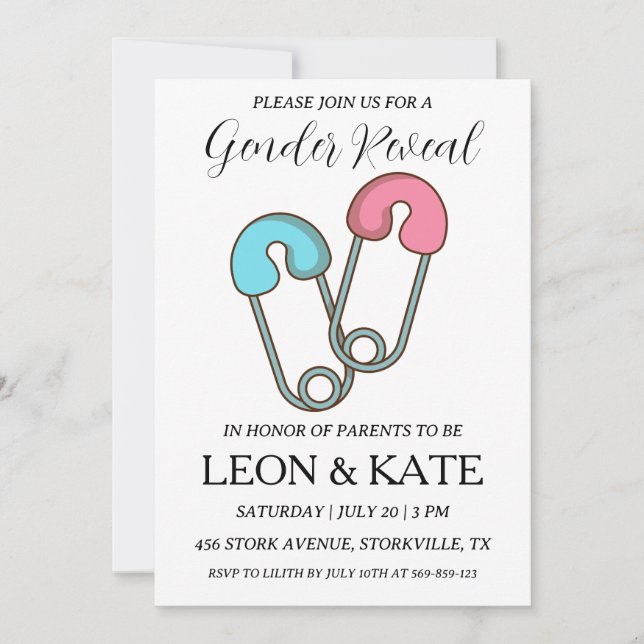 sexo rosa moderno e azul revelam convites (Frente)