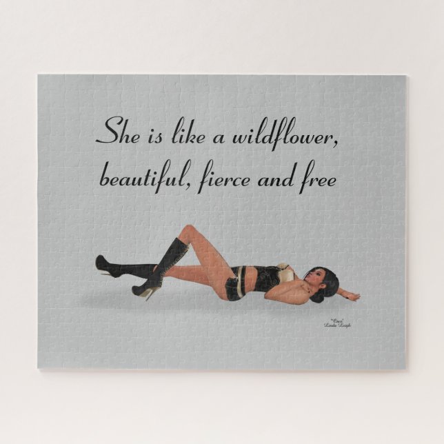 Sexy Brunette Pinup Girl Dormindo Quebra-cabeça (Horizontal)