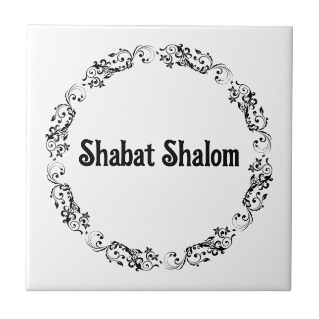 Shabat Shalom Azulejo cerâmico (Frente)