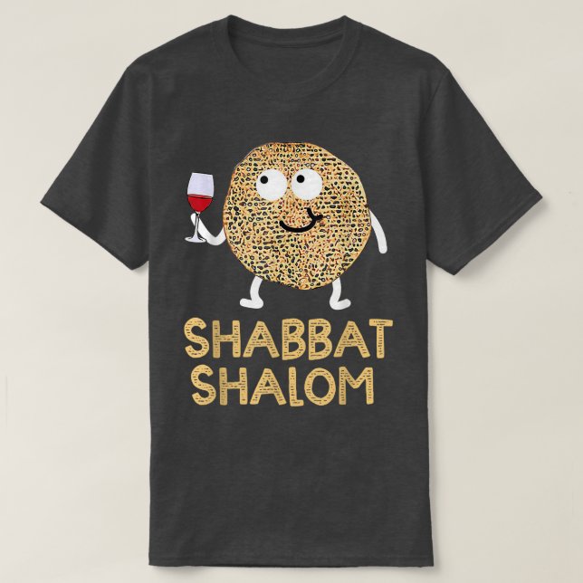 Shabbat Shalom Camisa Engraçado Matzo Face Happy P (Frente do Design)