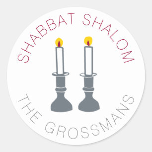 Shabbat Shalom Candles etiquetas feitas sob