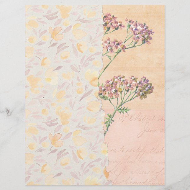 Shabby Floral Collage Scrapbook Paper (Frente)