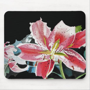 Shabby Lily Lillies Art Computador Mouse Pad