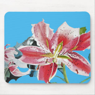 Shabby Lily Lillies Art Computer Mouse Pad