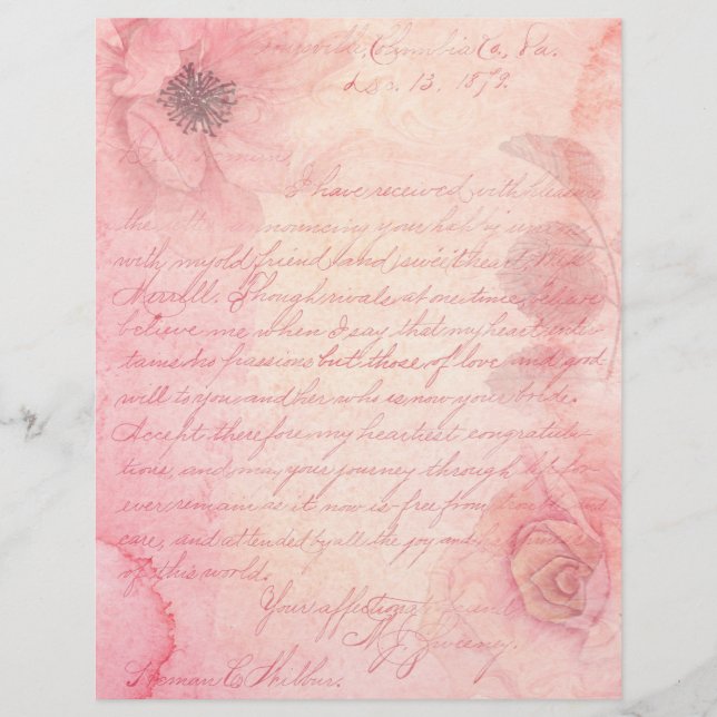 Shabby Pink Floral Ephemera (Frente)