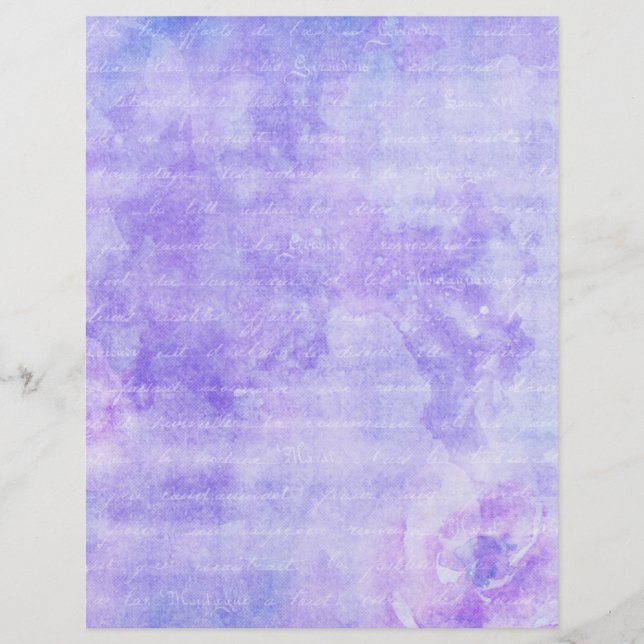 Shabby Purple Floral Scrapbook Paper (Frente)