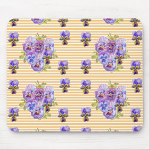Shabby Yellow Pansy floral Computer Mouse Pad