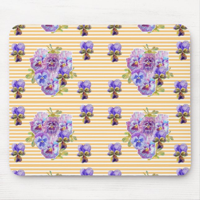 Shabby Yellow Pansy floral Computer Mouse Pad (Frente)