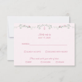 Shades of Pink Foliage Monogram RSVP Response Card