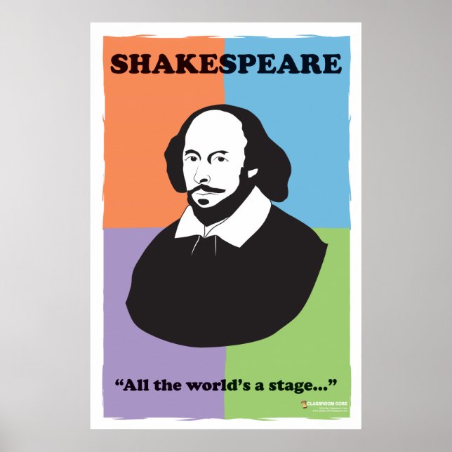 Shakespeare Poster de sala de aula colorida de 24" (Frente)