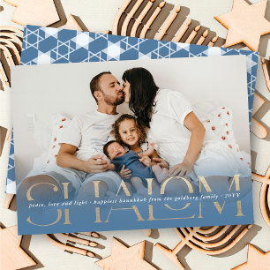 Shalom Peace Love Light Modern Hanukkah Cartão com