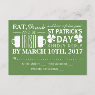 Shamrock and Beer Irish Dia de São Patrício RSVP