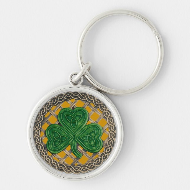 Shamrock and Celtic Knos Chaveiro Dourado (Frente)