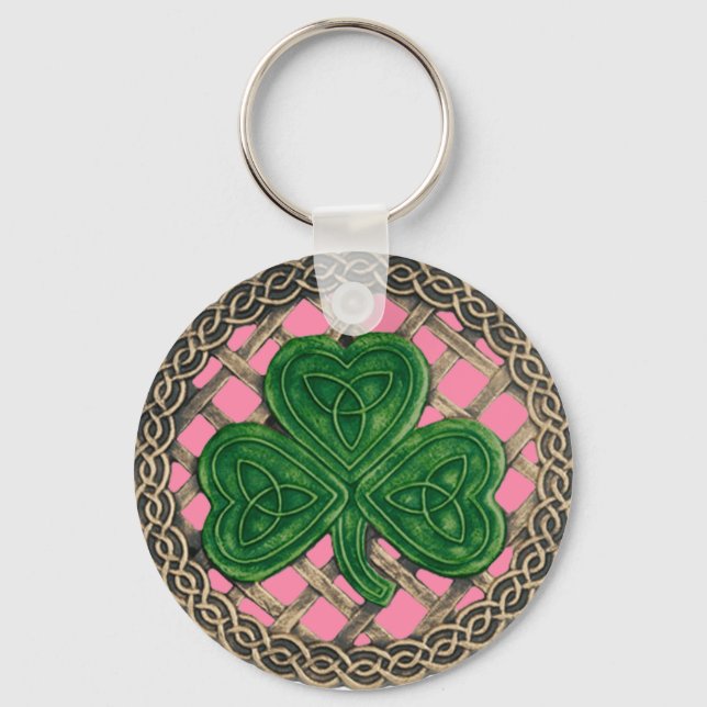 Shamrock and Celtic Knos Chaveiro Pink (Frente)