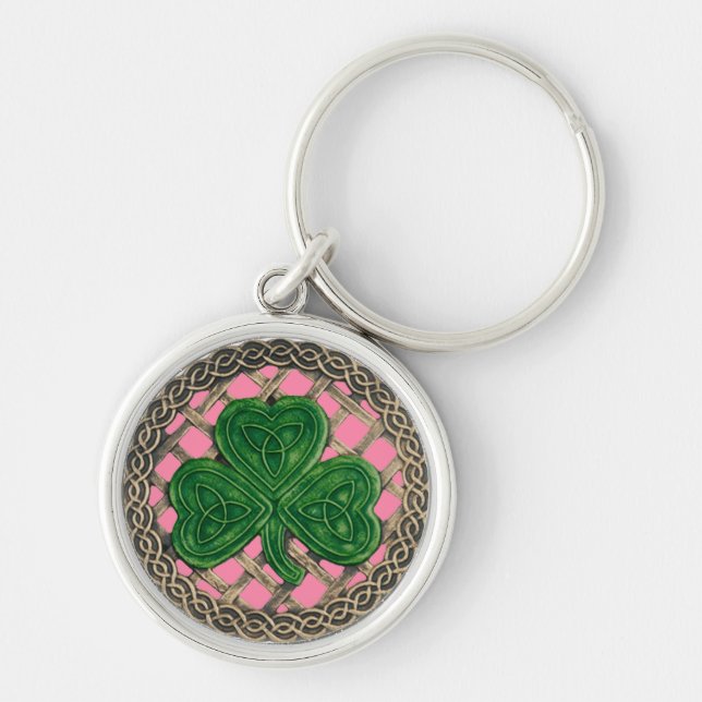 Shamrock and Celtic Knos Chaveiro Pink (Frente)