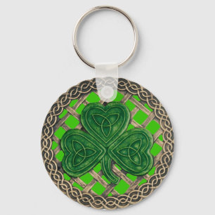 Shamrock and Celtic Knos Chaveiro Verde
