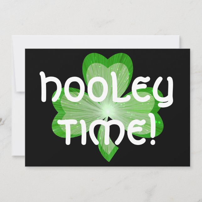 Shamrock grande 'Hooley Time!' convite preto (Frente)