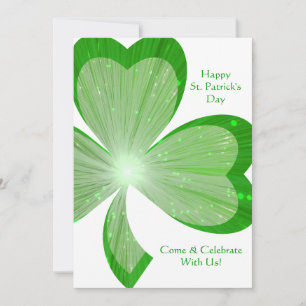 Shamrock 'Happy Rua.Patrick's Day' convite branco