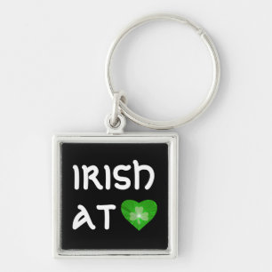 Shamrock Heart 'Irish at Heart' chaveiro negro